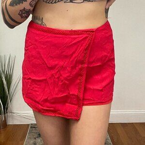 Lover & Friend Wrap Mini Skirt Back Zipper Size S Red